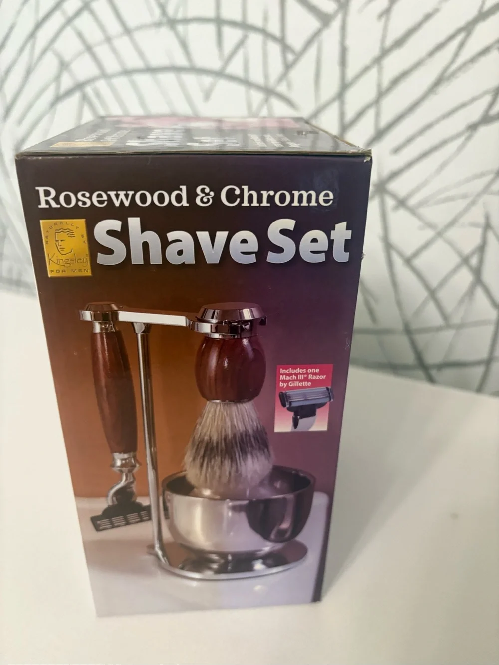 Kingsley for Men Luxury Shave Set - Genuine Rosewood & Chrome